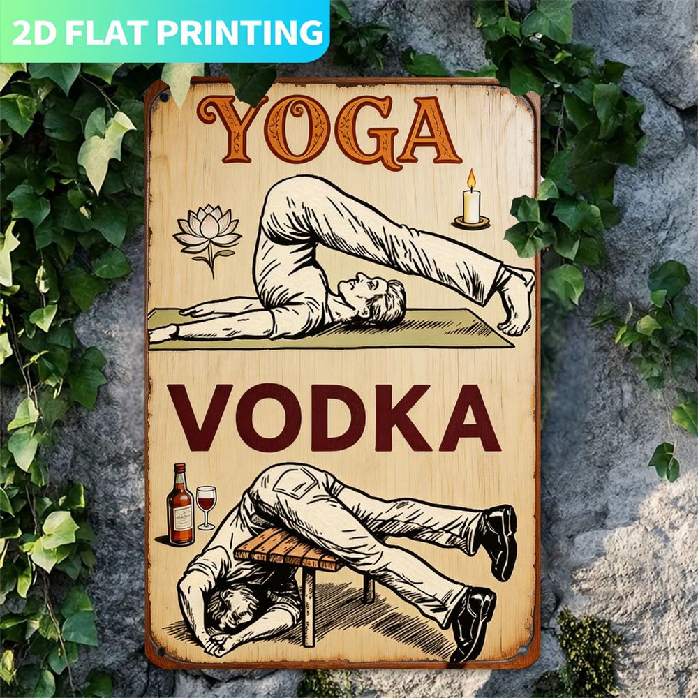 Home Gym Yoga - Placa de Metal Vintage, Painel Único,