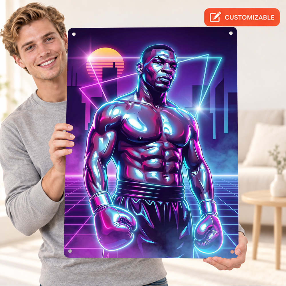 Home Gym Neon Sign - Pôster de metal texturizado com imagem